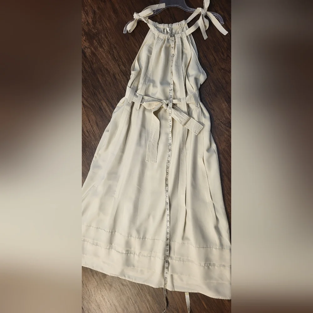 Cream Halter Top Belted Midi Dress Size Small Wedding Guest Dress Halter Summer